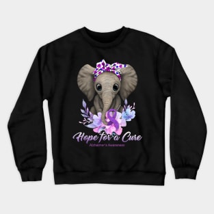 Hope for a Cure Flower Elephant Alzheimer's Awareness Crewneck Sweatshirt